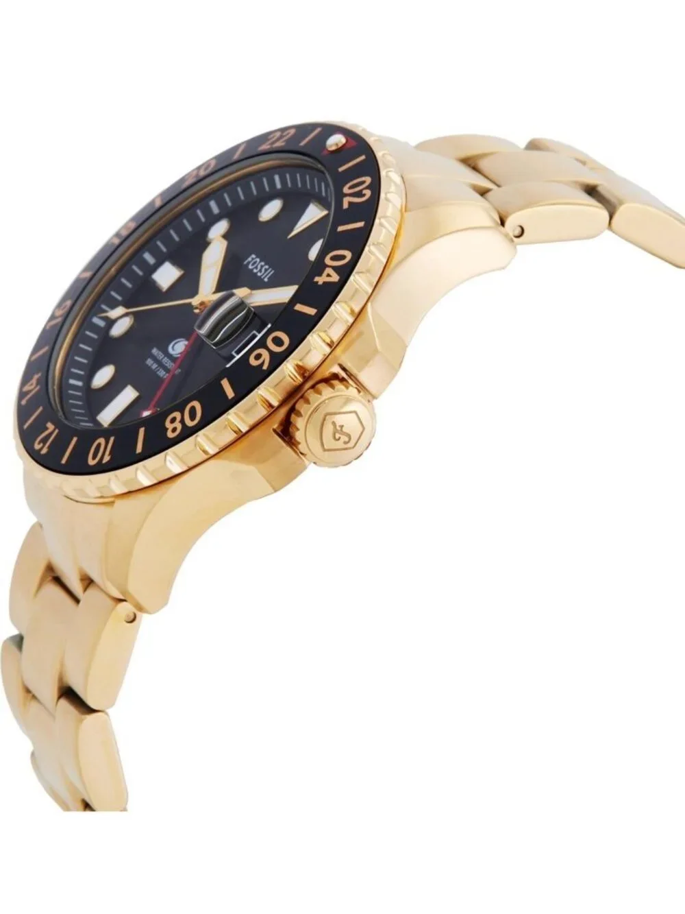 NWT Fossil Blue Gmt Black Dial Men's Watch